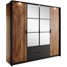 Mirjan24 - Armario Flodale 101 , 210x224x59cm, Puertas de armario: Con bisagras, Número de estantes: 0, led