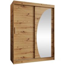 Arredamento1 - Armario Hartford 503, Roble Artisan, 200x150x62cm, Puertas de armario: Correderas, Número de estantes: 0