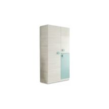 Cama Express - Armario juvenil de 3 puertas en color blanco Alpes y Verde Acqua con medidas: 90 x 200 x 52 cm