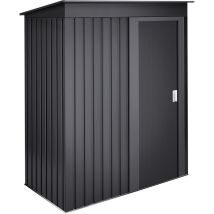 Wasabi - Armario Metálico de Jardín 1,39m2 Neat Anthracite - 86x162x181cm - Puerta Corredera - Techo Inclinado - Gris Antracita