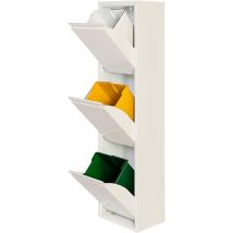 Jobgar - Cubo de basura y reciclaje eco Recycling Metálico de 3 compartimentos, 3x17L (51L) Blanco mate