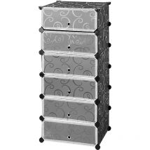 Armario Modular Plástico Estantería 6 Cubos con Puertas Montaje en Bricolaje