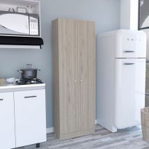 Tuhome Concept - Armario Multifuncional z 60, con dos puertas y estantes internos , 180.59 cm x 59.94 cm x 29.97 cm , Gris / plata