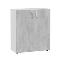 Habitdesign - Armario Multiusos 2 puertas bajo Blanco - Cemento 80cm (ancho) x 92cm (alto)