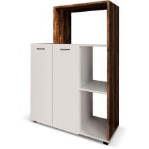 Catter House - Armoire Multifonction Delfos 123 de 90x41x123cm 3 Compartiments, 2 Portes, 1 Étagère Intérieure à Hauteur Réglable