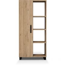 Catter House - Armoire Multifonction Larisa Arena 60x32x128cm 1 Porte, 3 Étagères Externes, 3 Étagères Internes à Hauteur Réglable