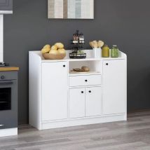 Armario multiusos con 4 puertas y cajón blanco 120x35x90H cm - Arian