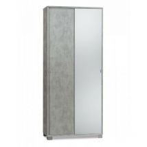 Sarmog - Armario multiusos de dos puertas correderas con espejo Beton Cemento 82x41x h190 cm