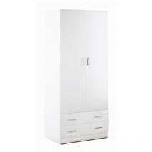 Armario multiusos de dos puertas y dos cajones Blanco 77x52x h182 cm