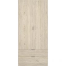 Dkit - Armario Sabiote 2 puertas abatibles y 2 cajones en roble natural 184 cm(alto)81 cm(ancho)52 cm(largo)
