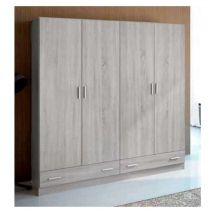 Impt-home-design - Armario ropero 4 puertas abatibles 2 cajones Lorena acabado artico, 196cm(alto) 200cm(ancho) 50cm(largo)