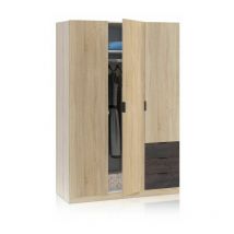 Armario Low Cost 3 puertas 3 cajones Roble Canadian - Óxido 121cm(armario)/35cm(cajón) (ancho) x 180cm(armario)/13cm(cajón) (alto)