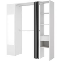 Kit Vestidor Columna con Espejo y Cortina Blanco 205x176x50 cm - suit