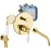 Armaturen Gold Set für Badewannen Unterputz Wanneneinlauf Nostalgie - Paulgurkes