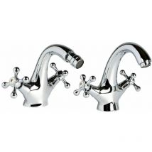 Kiamami Valentina - Armaturset Für Waschbecken Und Bidet Mit Kreuz-Armaturgriff Narciso