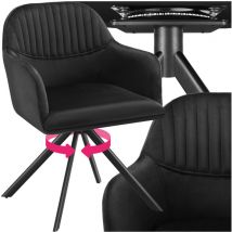 Armchair Lona - upholstered, fully rotatable, high backrest - Swivel chair, Office chair, Dining chair - black/black per piece