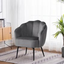 Clipop - Armchair, Velvet Upholstered Accent Chair Modern Livingroom Chair with Metal Legs, Single Sofa Tub Chair