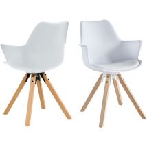 Armlehnstuhl mit Kunststoffschale 2er Set Weiß 368978