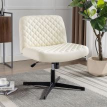 Armloser Bürostuhl, Home-Office-Stuhl ohne Rollen, stabile Metallbasis, ergonomischer 120°-Schwenkstuhl mit breitem Sitz, dick gepolsterter,