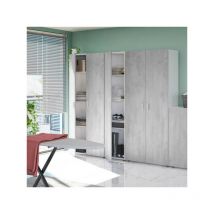 Dansmamaison - Armoire 1 porte battante Blanc/Béton - siminti - l 41 x l 37 x h 182 cm