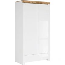 Petits-meubles - Armoire 2 portes 1 tiroir Hella Blanc et Bois