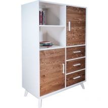 Petits-meubles - Armoire 2 portes 3 tiroirs 1 niche Nostalgie - Blanc et bois