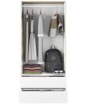 Armoire 2 portes avec 2 tiroirs lincoln - Bicolore Marron/Blanc - Bicolore Marron/Blanc