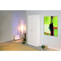 Dmora - Armoire 2 portes avec étagères, couleur blanche, 70x34x189h