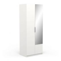 Befara - armoire 2 portes et miroir danielle - Blanc