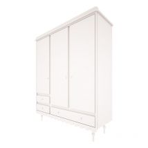 Armoire 3 portes 3 tiroirs Wood Luck Babushka Blanc