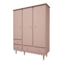 Armoire 3 portes 3 tiroirs Wood Luck Babushka Rose
