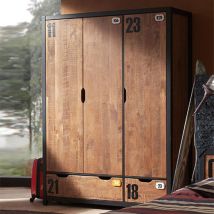 M&s - Armoire 3 portes Vipack Alex - Noir et Bois