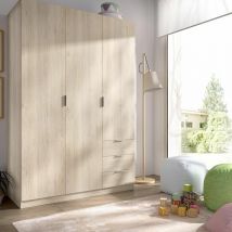 Mobimarket - Armoire chêne Essen 3 portes et 3 tiroirs Naturel 121 x 184 x 52 cm - Naturel