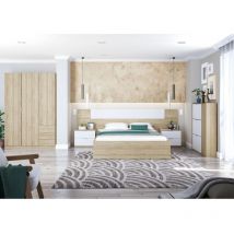 Befara - armoire 3 portes et tiroirs andromeda - Chêne - Chêne