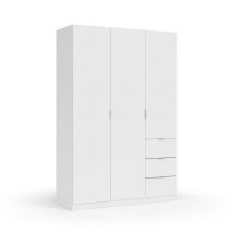 Befara - armoire 3 portes et tiroirs andromeda - Blanc - Blanc