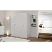 Felver Casa&co Srl - Armoire à 4 portes battantes, blanc mat, avec tringle à vêtements, Dimensions 181 x 202 x 53 cm