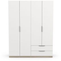 Demeyere - Armoire 4 portes - ghost - Blanc et Chêne - 157,3 x 51,1 x 203 cm