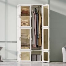 Armoire 69x50x170 cm, armoire portative avec porte transparente, organisateur de rangement pour placard, pliable, adaptée au salon, armoire de