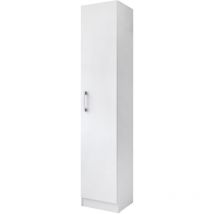 Armoire à balais polyvalente avec une porte réversible. Coloris blanc (Hauteur 170 cm/Largeur 35 cm/Profondeur 32 cm)