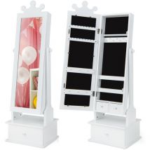 Helloshop26 - Armoire à bijoux 2 en 1 enfants avec miroir organisateur à bijoux en forme couronne avec 3 tiroirs pour enfants de 3 ans+ charge 10 kg