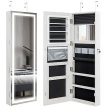 Helloshop26 - Armoire à bijoux avec ecran tactile lumineux led verrouillable rangement pour bijoux et cosmétiques 120 cm blanc
