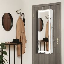 Armoire à Bijoux avec Ecran Tactile Lumineux LED Verrouillable Rangement pour Bijoux et Cosmétiques Blanc Maison Chic