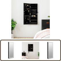 Armoire à bijoux avec miroir et éclairage led mural noir - Armoire à Bijoux - Meuble Rangement Bijoux - Miroir Avec Lumière Led - Coffre à Bijoux