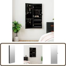 Armoire à bijoux avec miroir et éclairage LED mural noir - Armoire À Bijoux - Meuble Rangement Bijoux - Miroir Décoratif - Organisation Bijoux