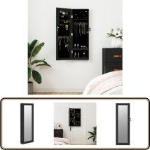 Armoire à bijoux avec miroir murale noir 30x8,5x90 cm - Armoire À Bijoux - Meuble Rangement Bijoux - Miroir Décoratif - Organisation Bijoux - Coffre
