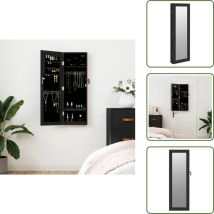 Armoire à bijoux avec miroir murale noir 30x8,5x90 cm - Armoire À Bijoux - Meuble Rangement Bijoux - Miroir Décoratif - Organisation Bijoux - Coffre