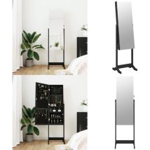 Vidaxl - Armoire à bijoux avec miroir sur pied noir 42x38x152 cm - Armoire à Bijoux - Meuble Rangement Bijoux - Miroir Ajustables - Coffre à Bijoux