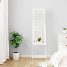 Avimac - Armoire à bijoux miroir avec lumières led sur pied blanc