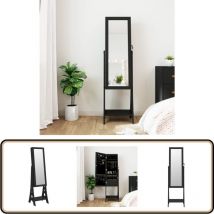 Armoire à bijoux miroir avec lumières led sur pied noir - Armoire à Bijoux - Meuble Rangement Bijoux - Miroir Avec Éclairage Led - Coffre à Bijoux