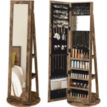 Songmics - Armoire à bijoux pivotante à 360°, avec grand miroir psyché, Organisateur de bijoux verrouillable, avec miroir intérieur, étagères de